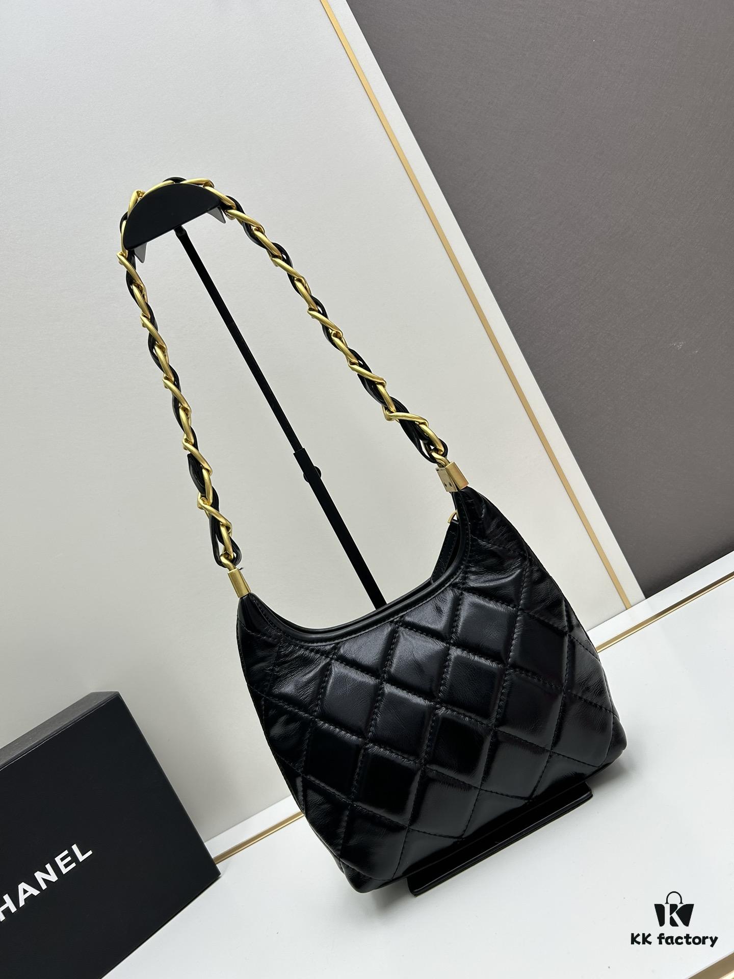 Chanel 24A Small Hobo Bag in Lambskin Oil-Waxed Leather