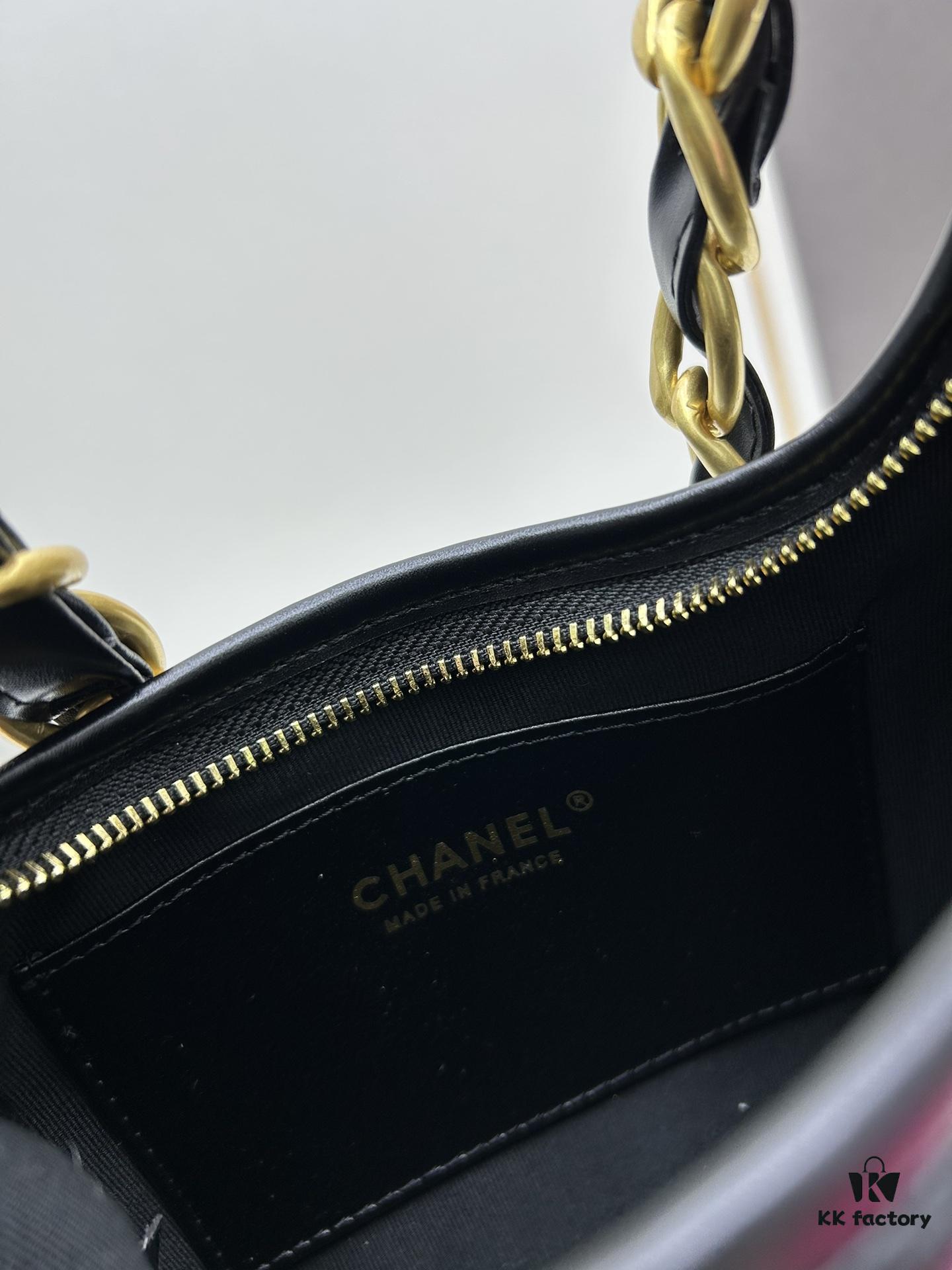 Chanel 24A Small Hobo Bag in Lambskin Oil-Waxed Leather