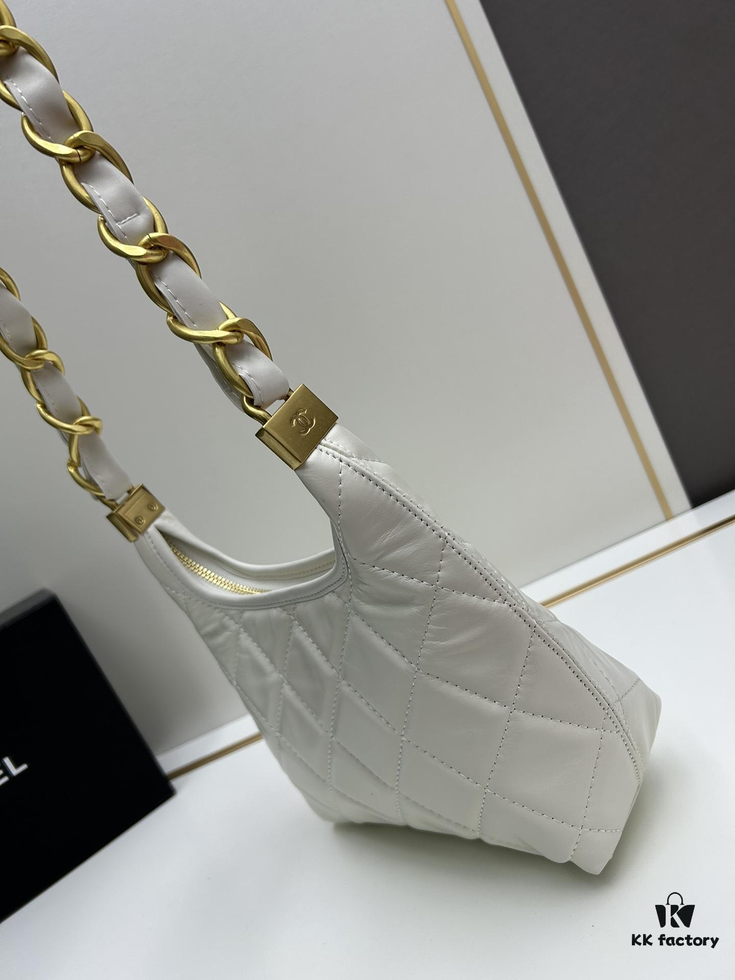 Chanel 24A Small Hobo Bag in Oil-Waxed Full-Grain Leather