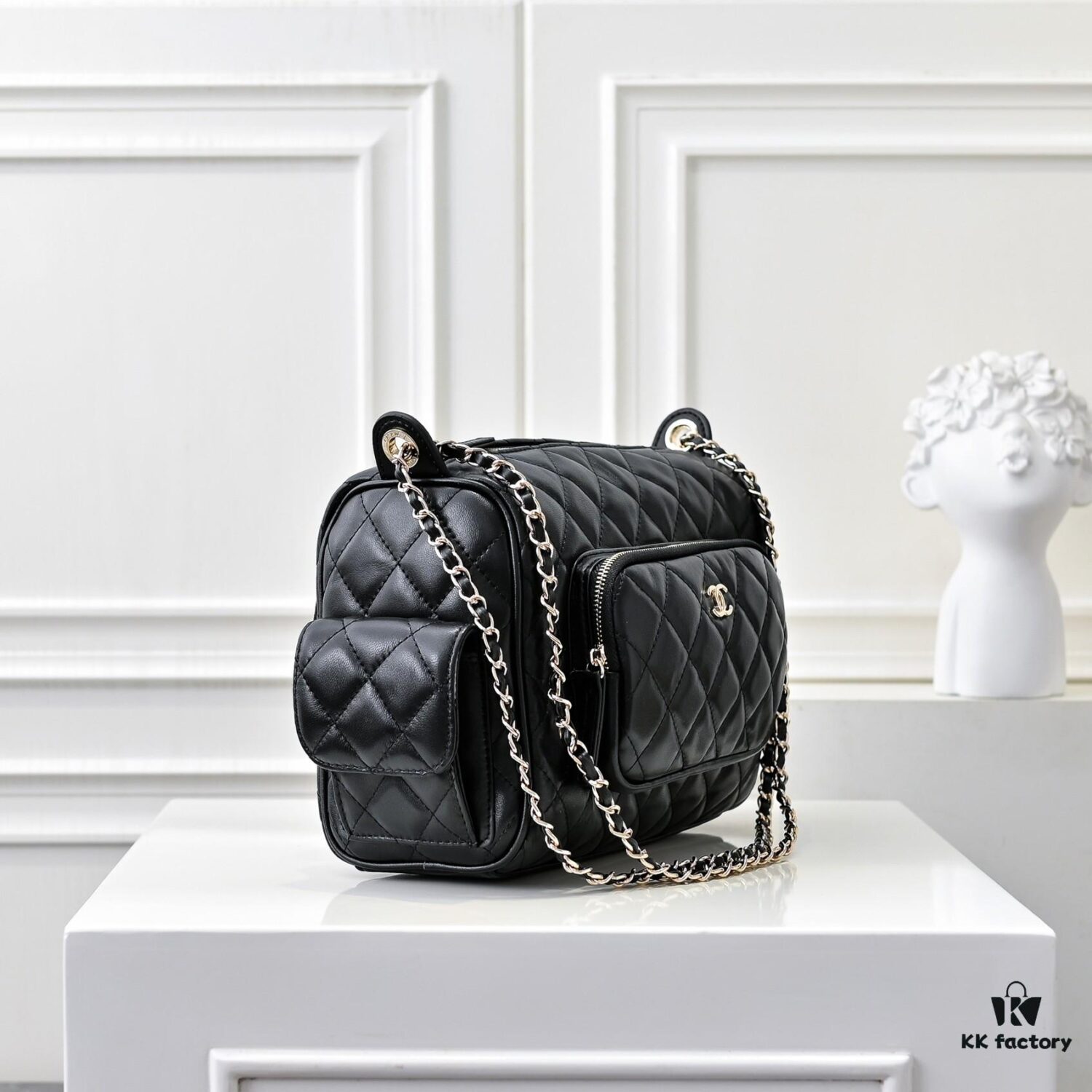 CHANEL 24K New Bowling Camera Bag in Lambskin with Gold-Tone Hardware