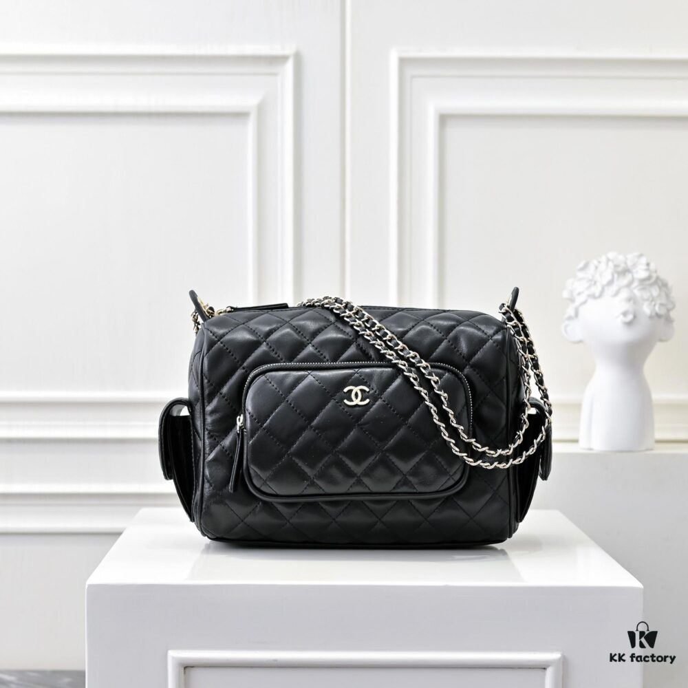 CHANEL 24K New Bowling Camera Bag in Lambskin with Gold-Tone Hardware