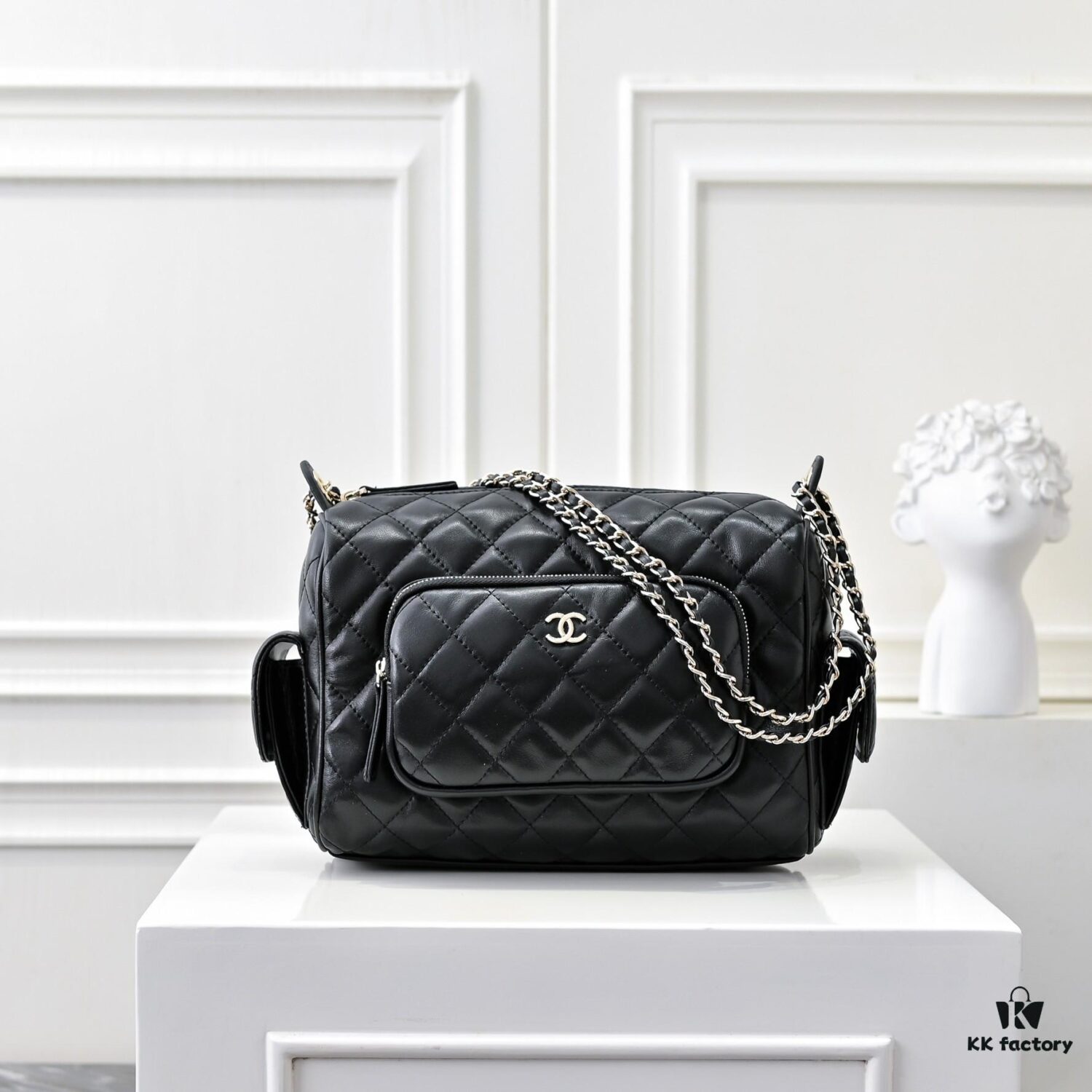 CHANEL 24K New Bowling Camera Bag in Lambskin with Gold-Tone Hardware