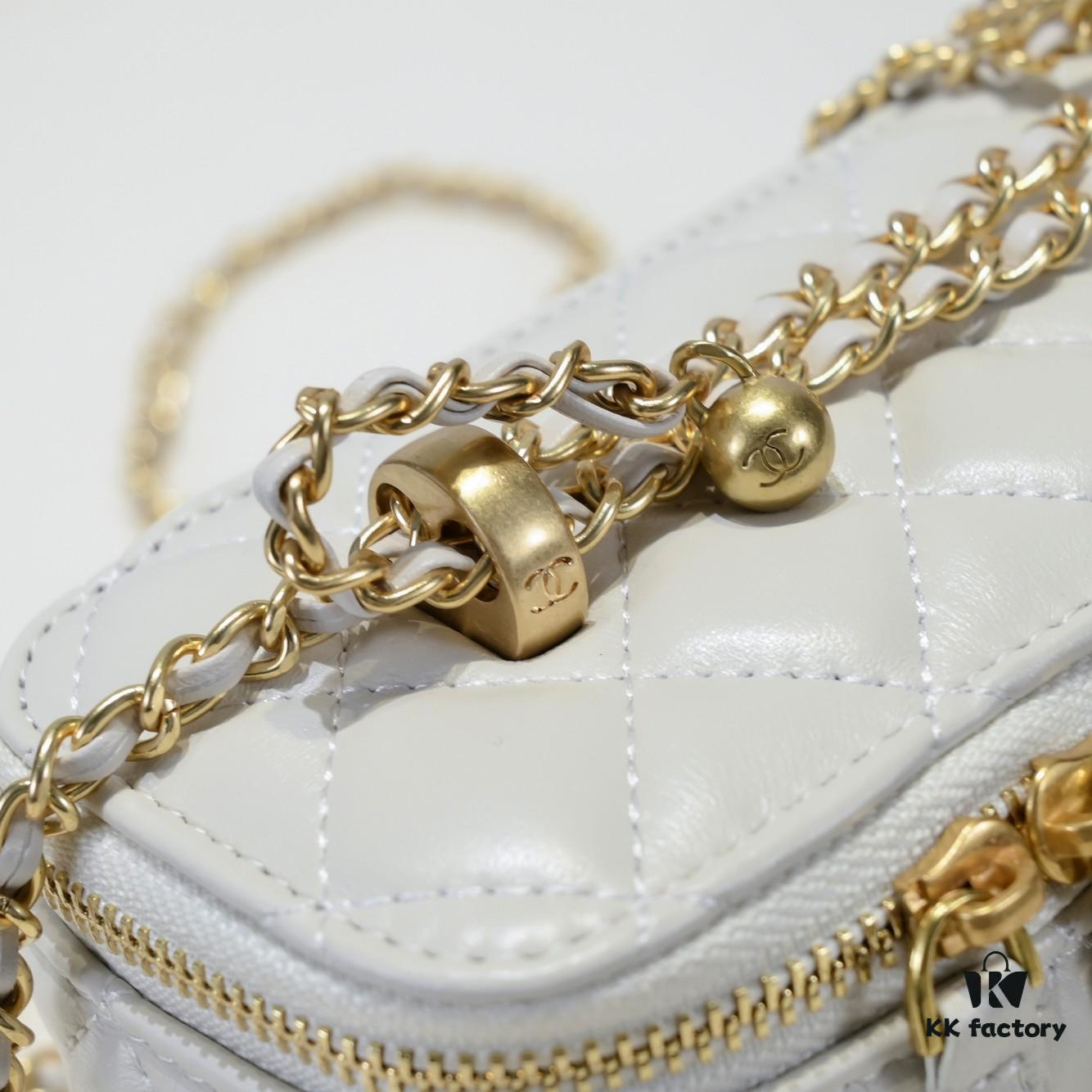 Chanel 2022 Fall/Winter New Arrival Gold Ball Compact Makeup Case - Small Storage Box with Original Hardware, Imported Lambskin