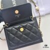 Best-selling Chanel-style Quilted Caviar Leather Bag with Pearl and Chain Hardware