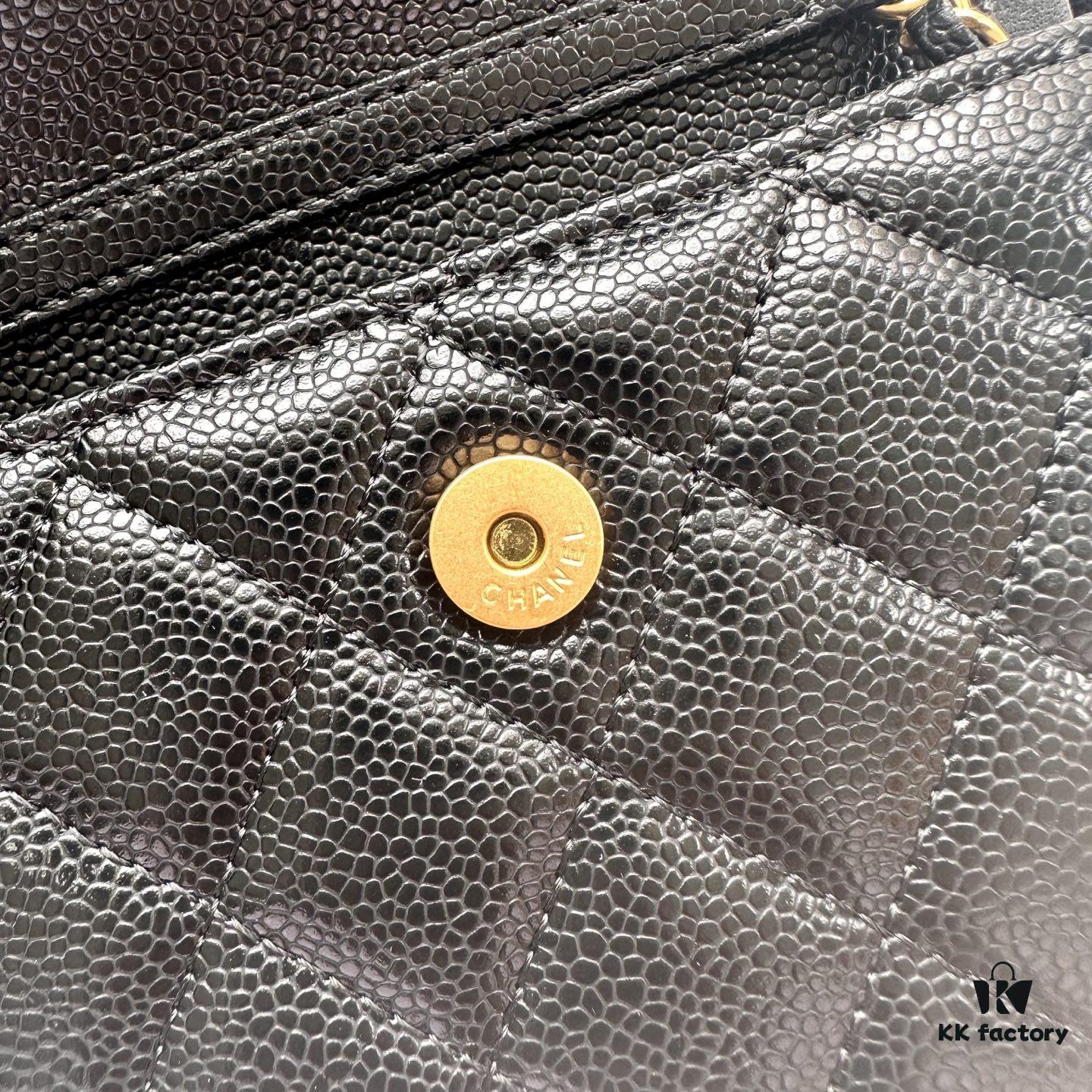 Best-selling Chanel-style Quilted Caviar Leather Bag with Pearl and Chain Hardware