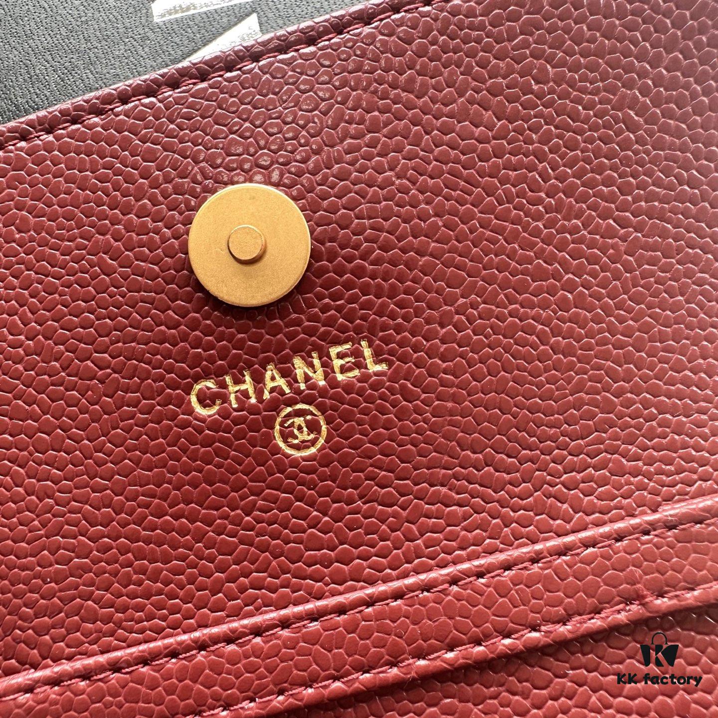 Chanel Luxury Counter Model ❤❤ Caviar Leather with Pearl and Chain Hardware, Full Leather Interior and Exterior, High-Quality Craftsmanship, Gold-Tone Clasp, Can Be Worn as Shoulder Bag, Crossbody or Waist Bag
