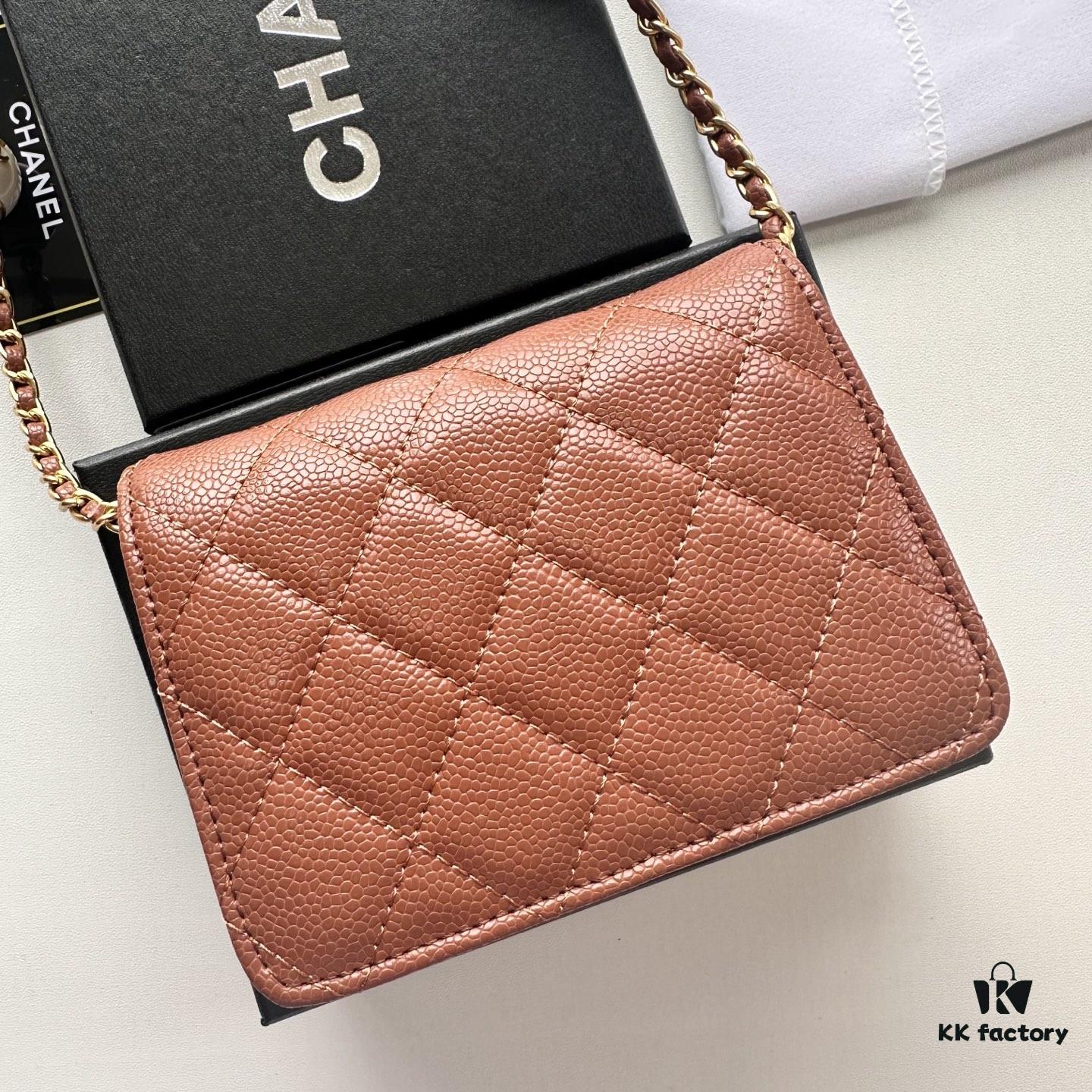 Chanel Boutique Style ❤❤ Caviar Leather with Pearl and Chain Hardware, Full Leather Interior and Exterior, High-Quality Craftsmanship, Gold-Tone Clasp, Can Be Worn as Shoulder Bag, Crossbody or Waist Bag