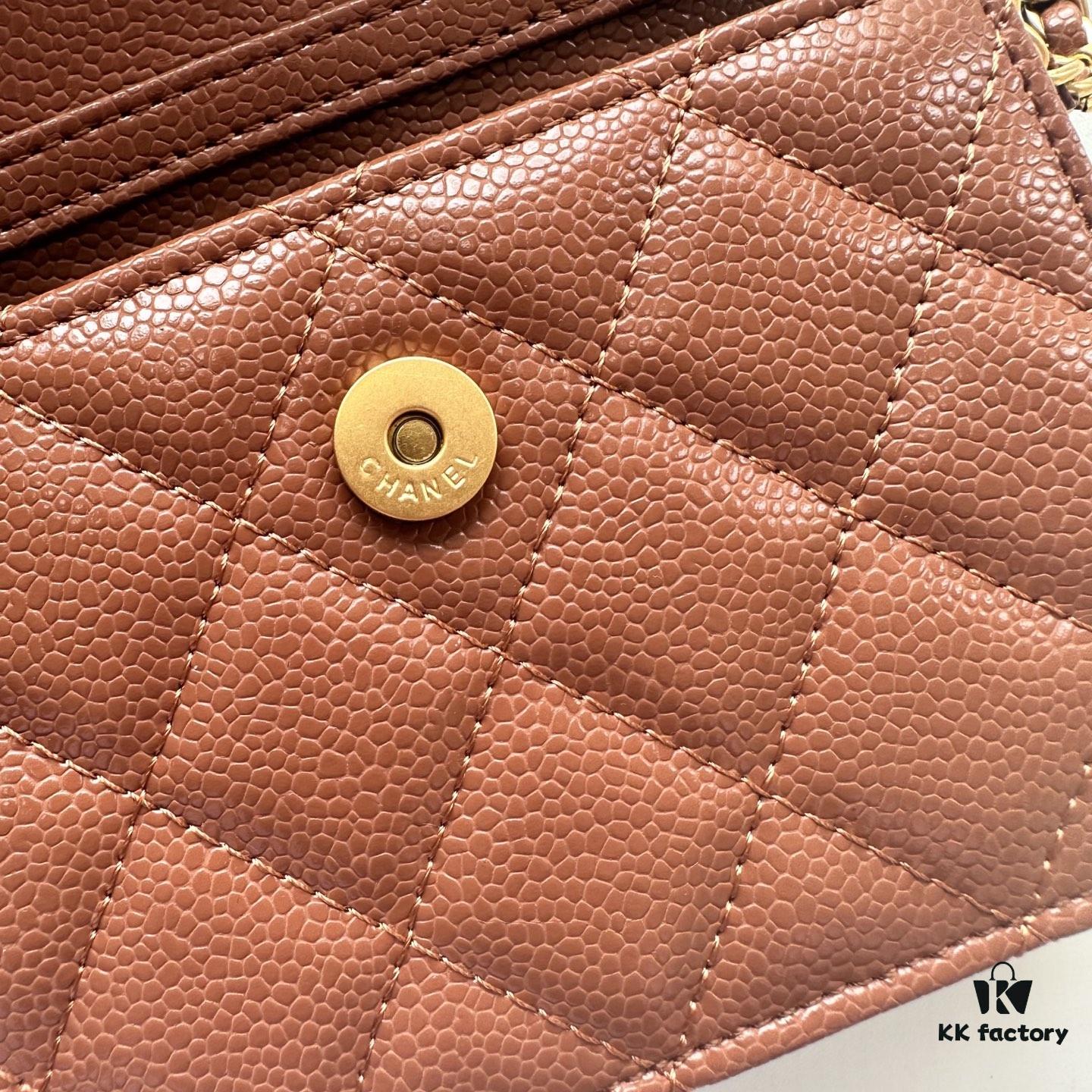 Chanel Boutique Style ❤❤ Caviar Leather with Pearl and Chain Hardware, Full Leather Interior and Exterior, High-Quality Craftsmanship, Gold-Tone Clasp, Can Be Worn as Shoulder Bag, Crossbody or Waist Bag