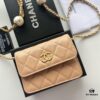Chanel Luxury Counter Model ❤❤ Caviar Leather with Pearl and Chain Hardware, Full Leather Interior and Exterior, High-Quality Craftsmanship, Gold-Tone Clasp, Can Be Worn as Shoulder Bag, Crossbody or Waist Bag
