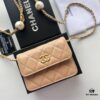 Chanel Luxury Counter Model ❤❤ Caviar Leather with Pearl and Chain Hardware, Full Leather Interior and Exterior, High-Quality Craftsmanship, Gold-Tone Clasp, Can Be Worn as Shoulder Bag, Crossbody or Waist Bag