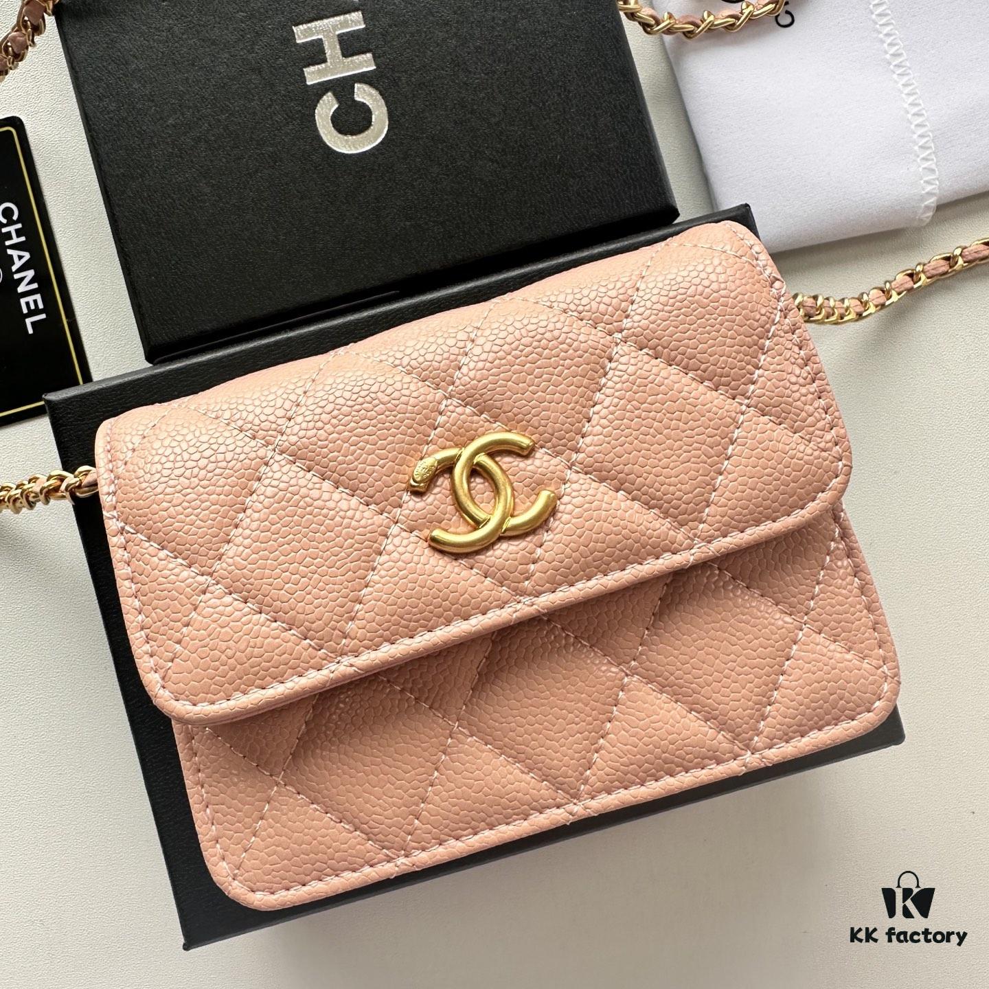 Chanel Chanel Counter Model ❤❤ Caviar Leather with Pearl and Chain Hardware, Full Leather Interior and Exterior, High-Quality Craftsmanship, Gold Buckle, Can Be Worn as Shoulder Bag, Crossbody or Waist Bag