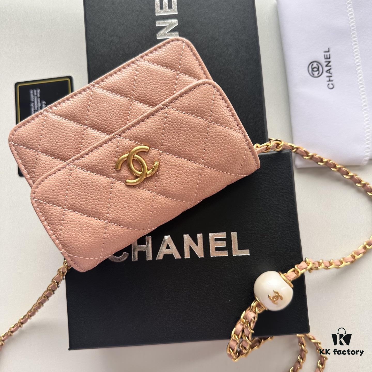 Chanel Chanel Counter Model ❤❤ Caviar Leather with Pearl and Chain Hardware, Full Leather Interior and Exterior, High-Quality Craftsmanship, Gold Buckle, Can Be Worn as Shoulder Bag, Crossbody or Waist Bag