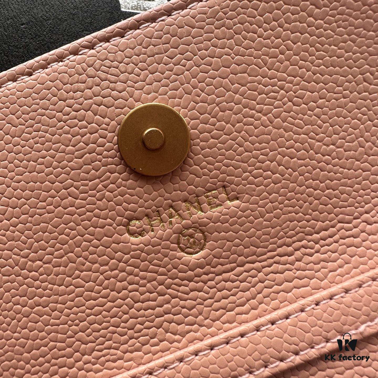 Chanel Chanel Counter Model ❤❤ Caviar Leather with Pearl and Chain Hardware, Full Leather Interior and Exterior, High-Quality Craftsmanship, Gold Buckle, Can Be Worn as Shoulder Bag, Crossbody or Waist Bag