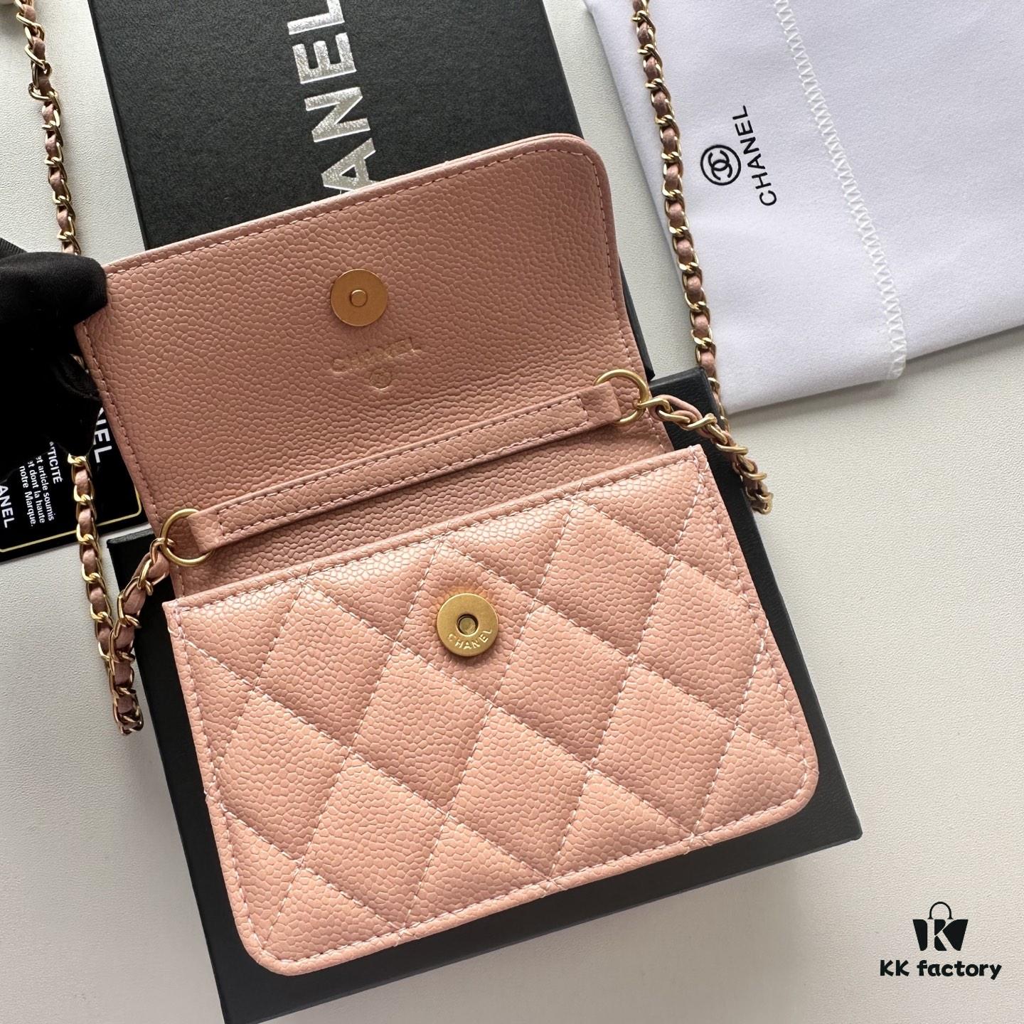 Chanel Chanel Counter Model ❤❤ Caviar Leather with Pearl and Chain Hardware, Full Leather Interior and Exterior, High-Quality Craftsmanship, Gold Buckle, Can Be Worn as Shoulder Bag, Crossbody or Waist Bag