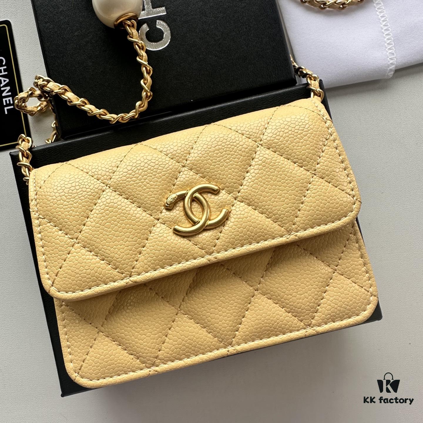 Chanel Chanel Counter Model ❤❤ Caviar Leather Chain with Pearl Hardware, Full Leather Inside and Out, High-Quality Craftsmanship, Gold Clasp, Shoulder Crossbody Bag or Waist Bag