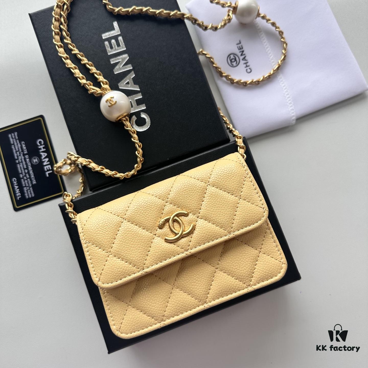 Chanel Chanel Counter Model ❤❤ Caviar Leather Chain with Pearl Hardware, Full Leather Inside and Out, High-Quality Craftsmanship, Gold Clasp, Shoulder Crossbody Bag or Waist Bag