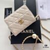 Chanel Luxury Counter Model ❤❤ Caviar Leather with Pearl and Chain Hardware, Full Leather Inside and Out, High-Quality Craftsmanship, Gold-Tone Clasp, Shoulder or Crossbody Wear, Can Be Used as Waist Bag