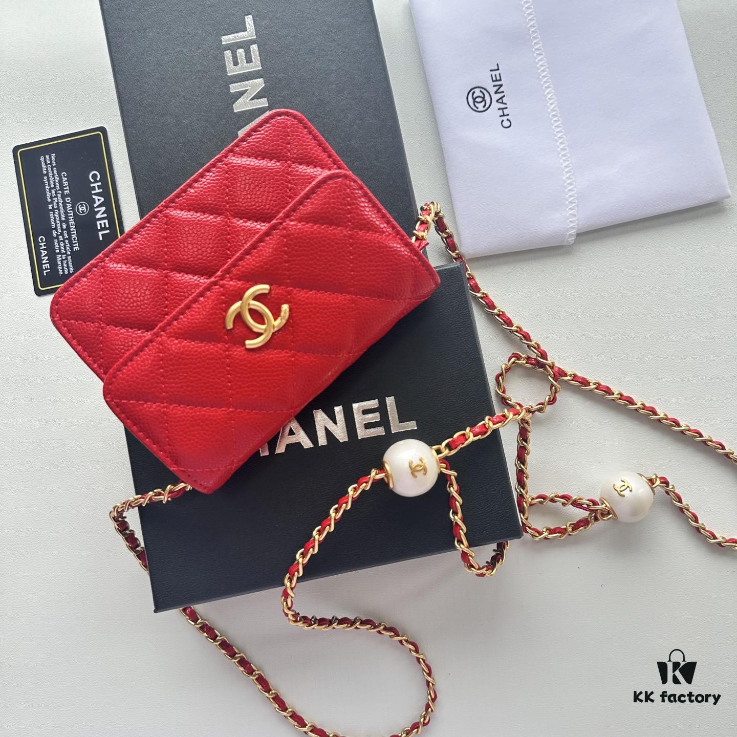 Chanel Chanel Counter Style ❤❤ Caviar Leather with Pearl and Chain Hardware, Full Leather Inside and Out, High-Quality Craftsmanship, Gold Buckle, Shoulder or Crossbody Wear, Can Be Used as Waist Bag