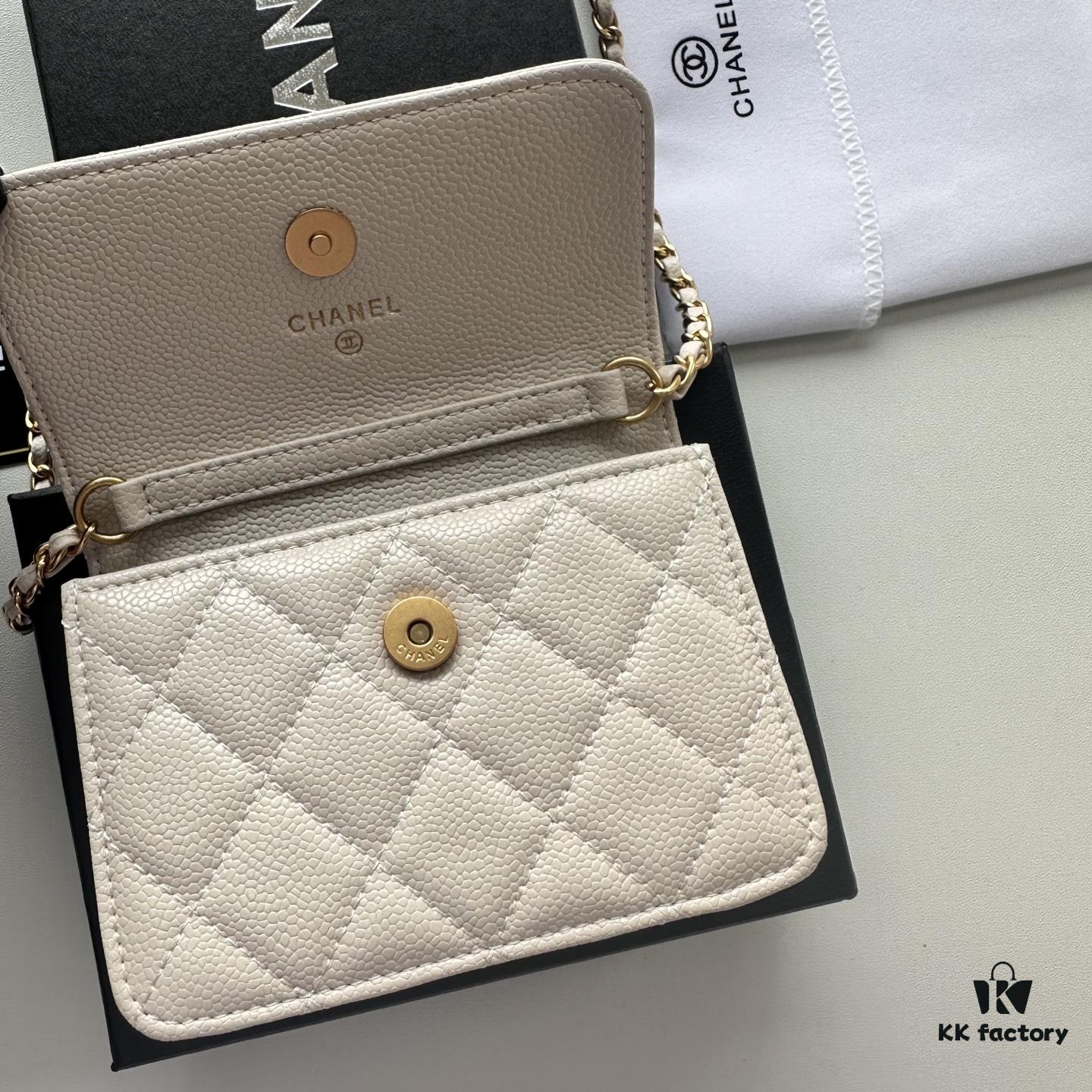 Chanel Luxury Counter Model ❤❤ Caviar Leather with Pearl and Chain Hardware, Full Leather Inside and Out, High-Quality Craftsmanship, Gold-Tone Clasp, Shoulder or Crossbody Wear, Can Be Used as Waist Bag