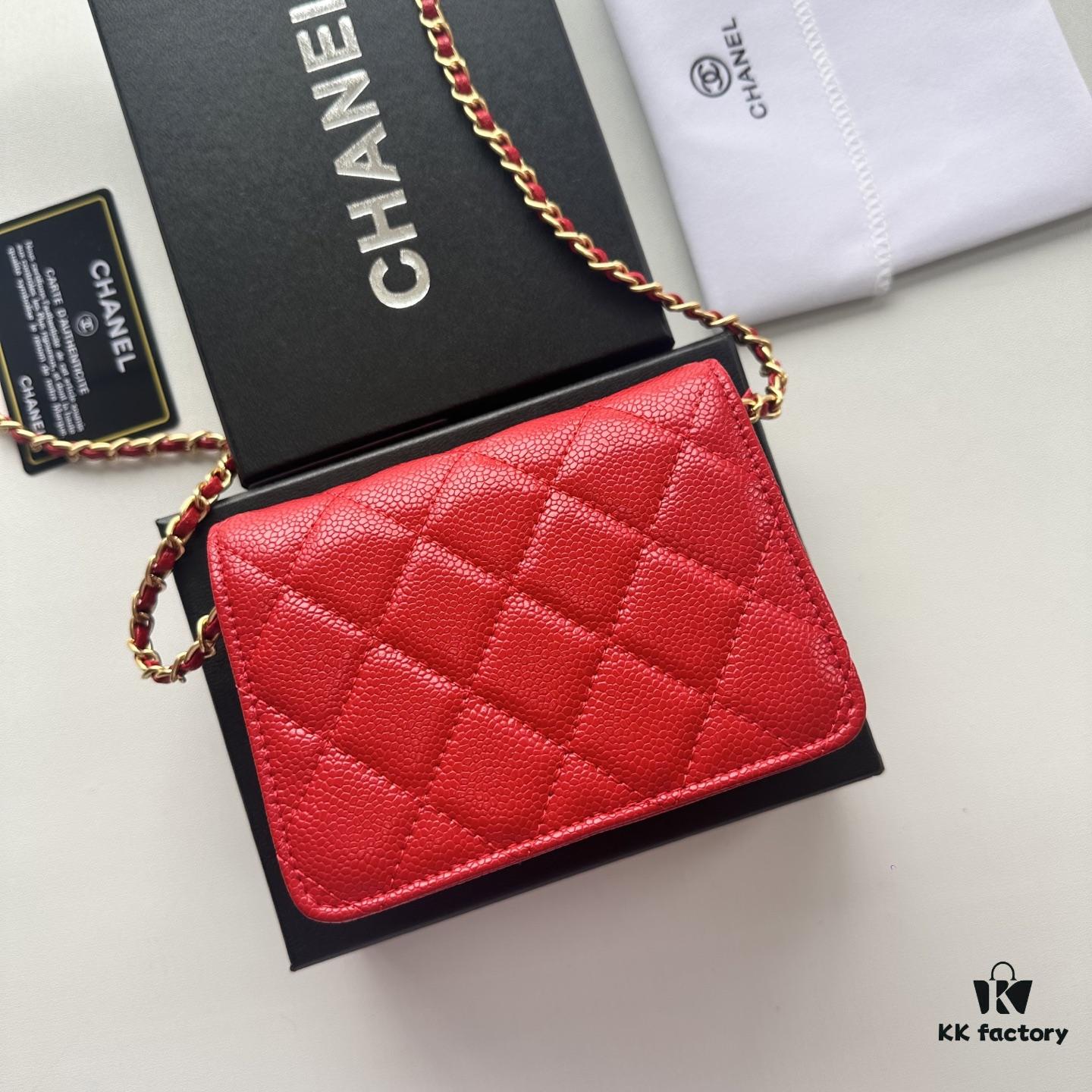 Chanel Chanel Counter Style ❤❤ Caviar Leather with Pearl and Chain Hardware, Full Leather Inside and Out, High-Quality Craftsmanship, Gold Buckle, Shoulder or Crossbody Wear, Can Be Used as Waist Bag