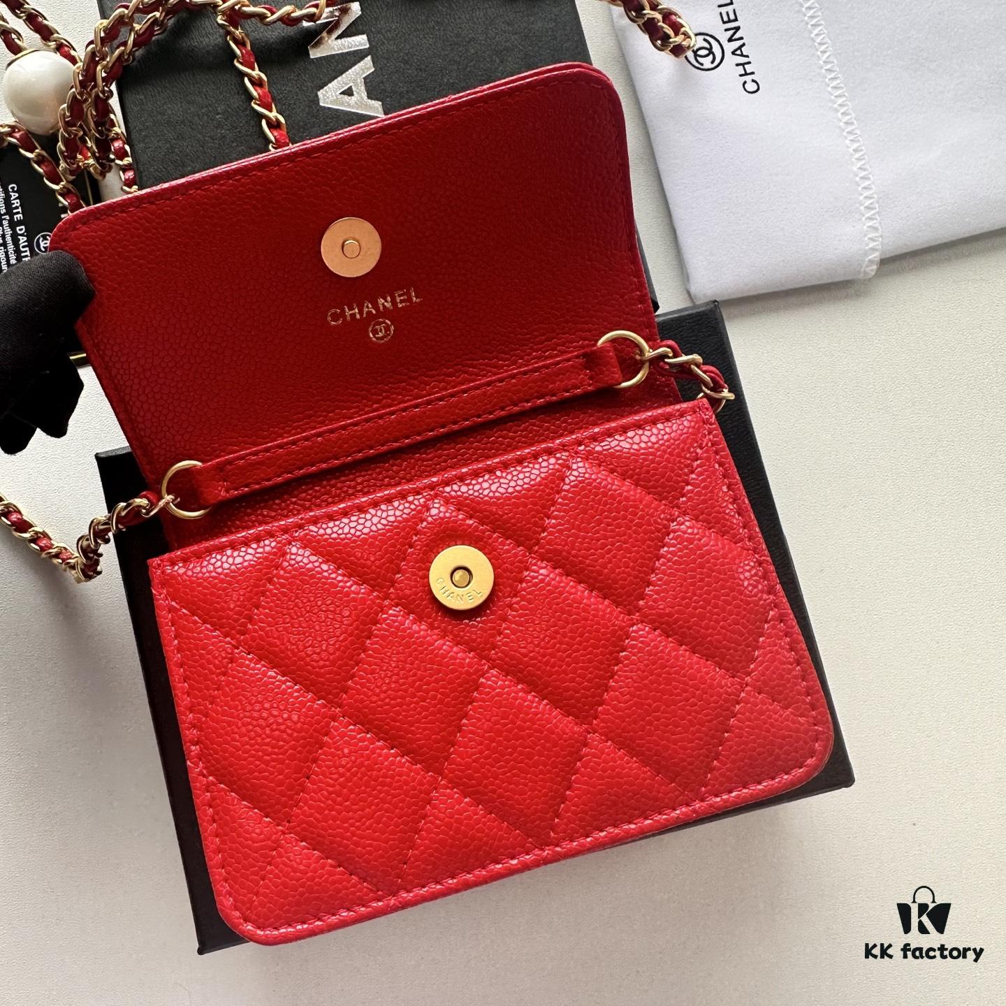 Chanel Chanel Counter Style ❤❤ Caviar Leather with Pearl and Chain Hardware, Full Leather Inside and Out, High-Quality Craftsmanship, Gold Buckle, Shoulder or Crossbody Wear, Can Be Used as Waist Bag