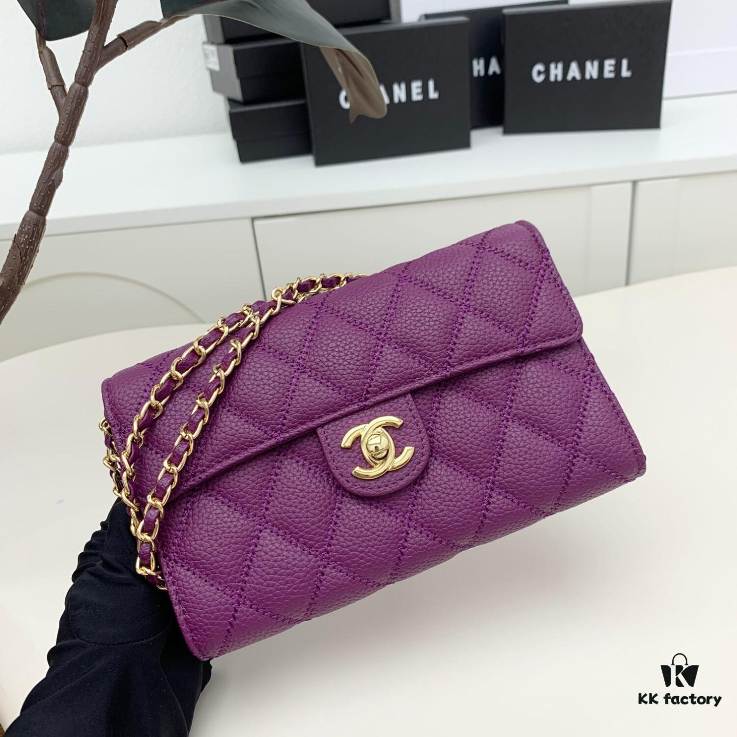 Chanel Classic Quilted Shoulder Crossbody Bag in Calfskin with CC Logo