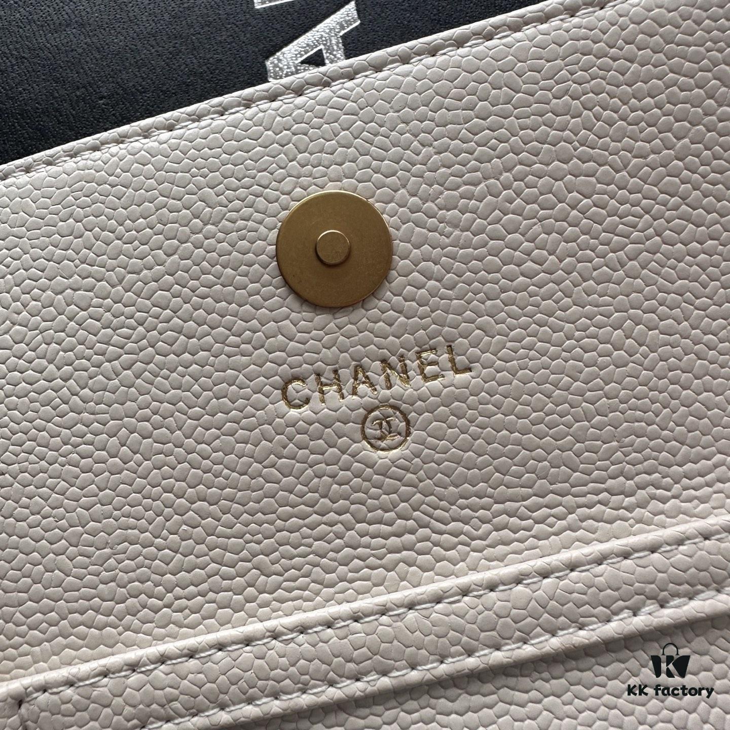 Chanel Luxury Counter Model ❤❤ Caviar Leather with Pearl and Chain Hardware, Full Leather Inside and Out, High-Quality Craftsmanship, Gold-Tone Clasp, Shoulder or Crossbody Wear, Can Be Used as Waist Bag