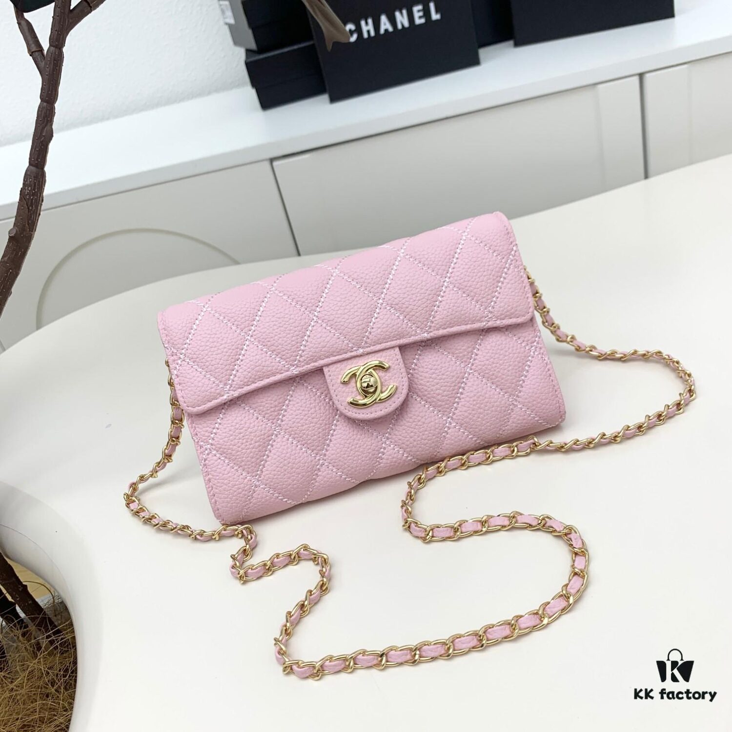 Chanel Classic Quilted Shoulder Crossbody Bag in Calfskin with Chain