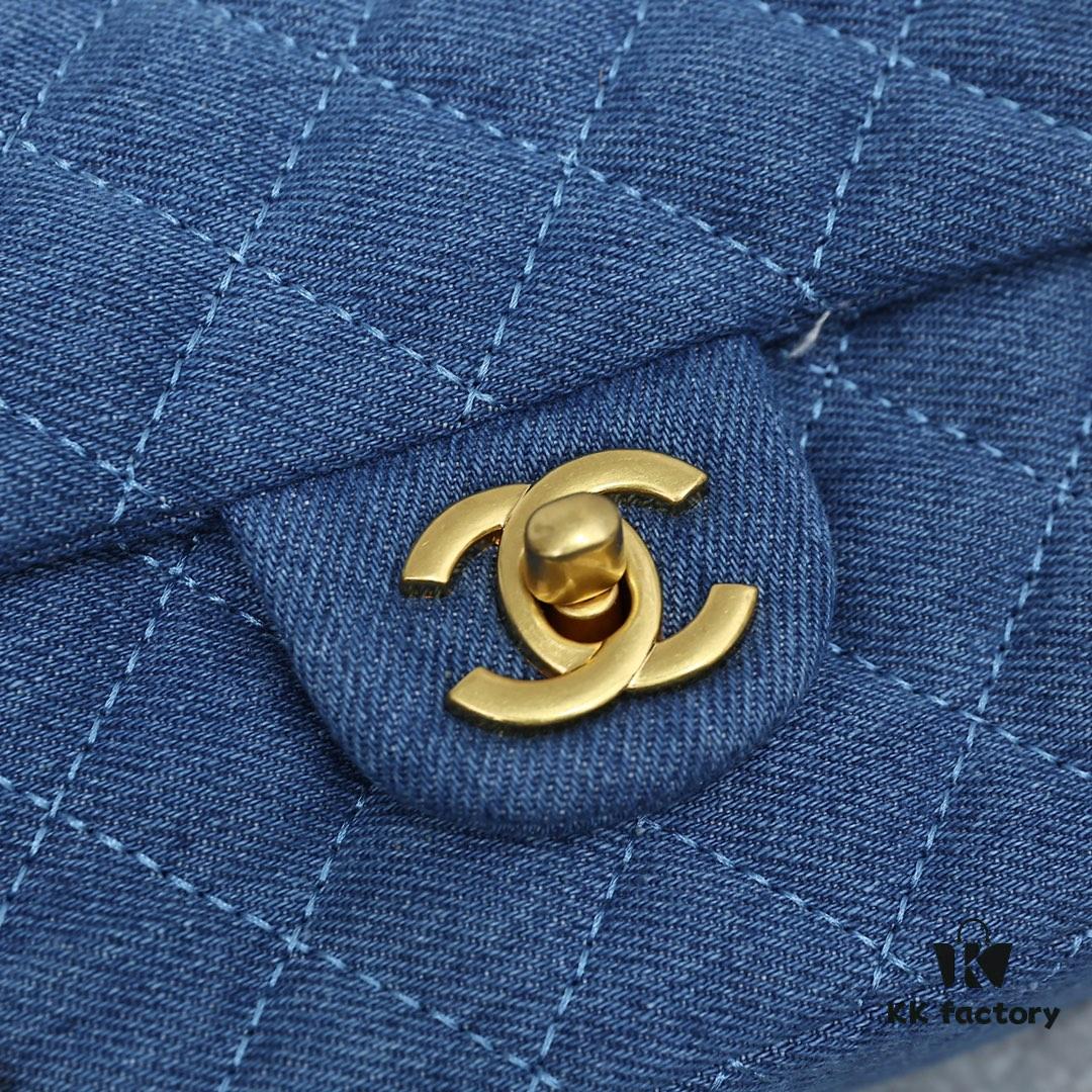 CHANEL 22C Denim Metal Ball CF Square Fat Chanel Denim Collection