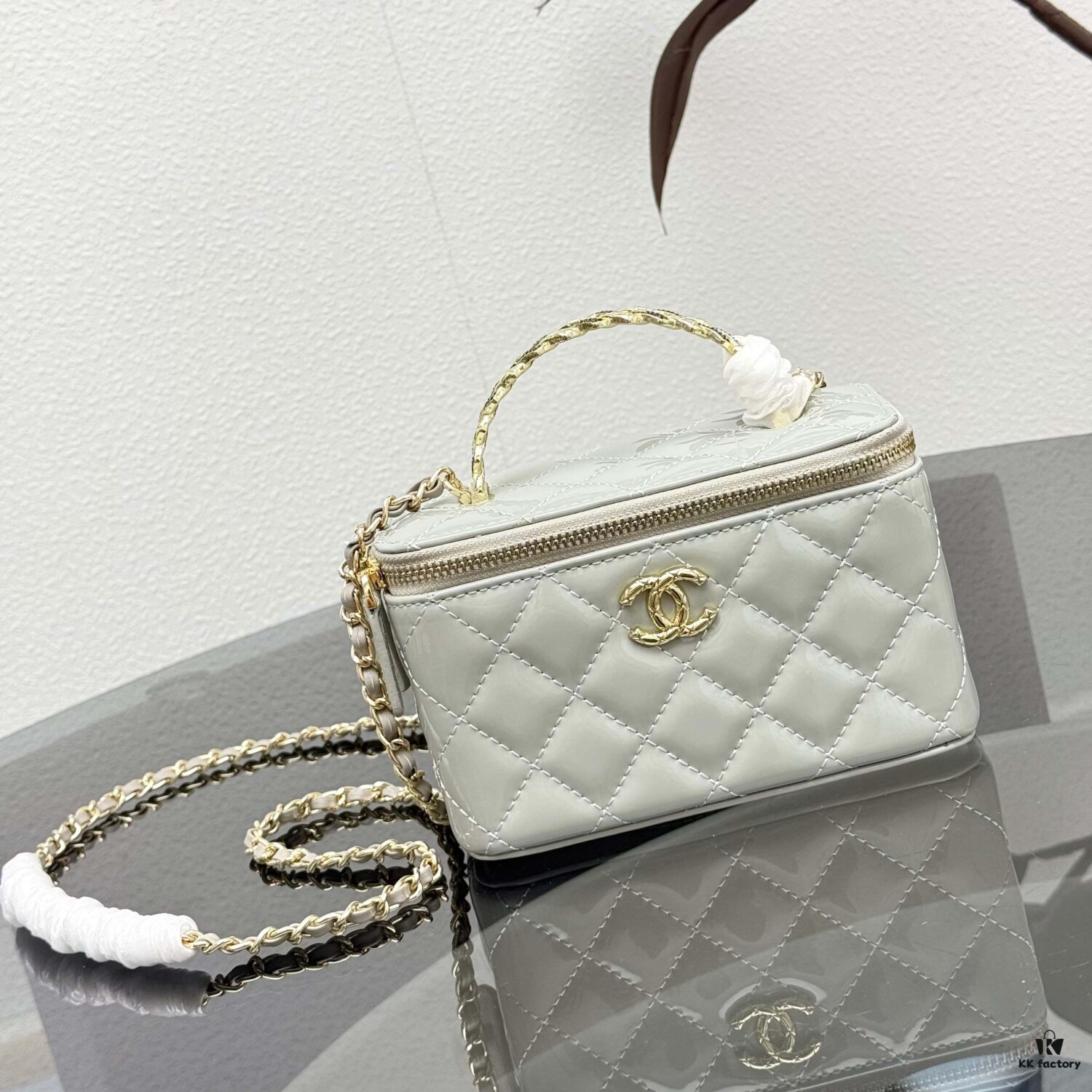 Bestselling Upgraded Chanel-Style Box Makeup Bag with Rhinestone Handle