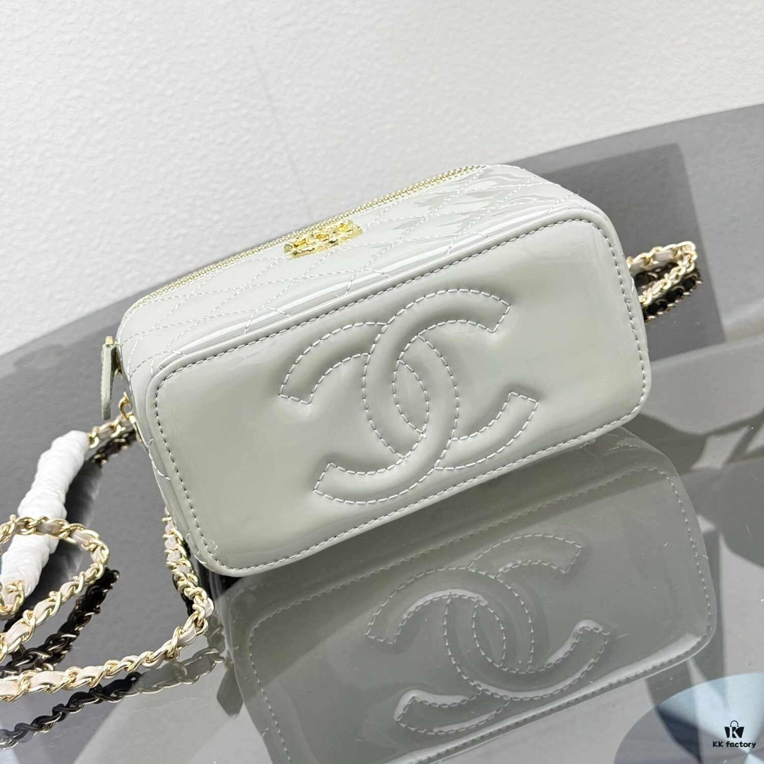 Bestselling Upgraded Chanel-Style Box Makeup Bag with Rhinestone Handle