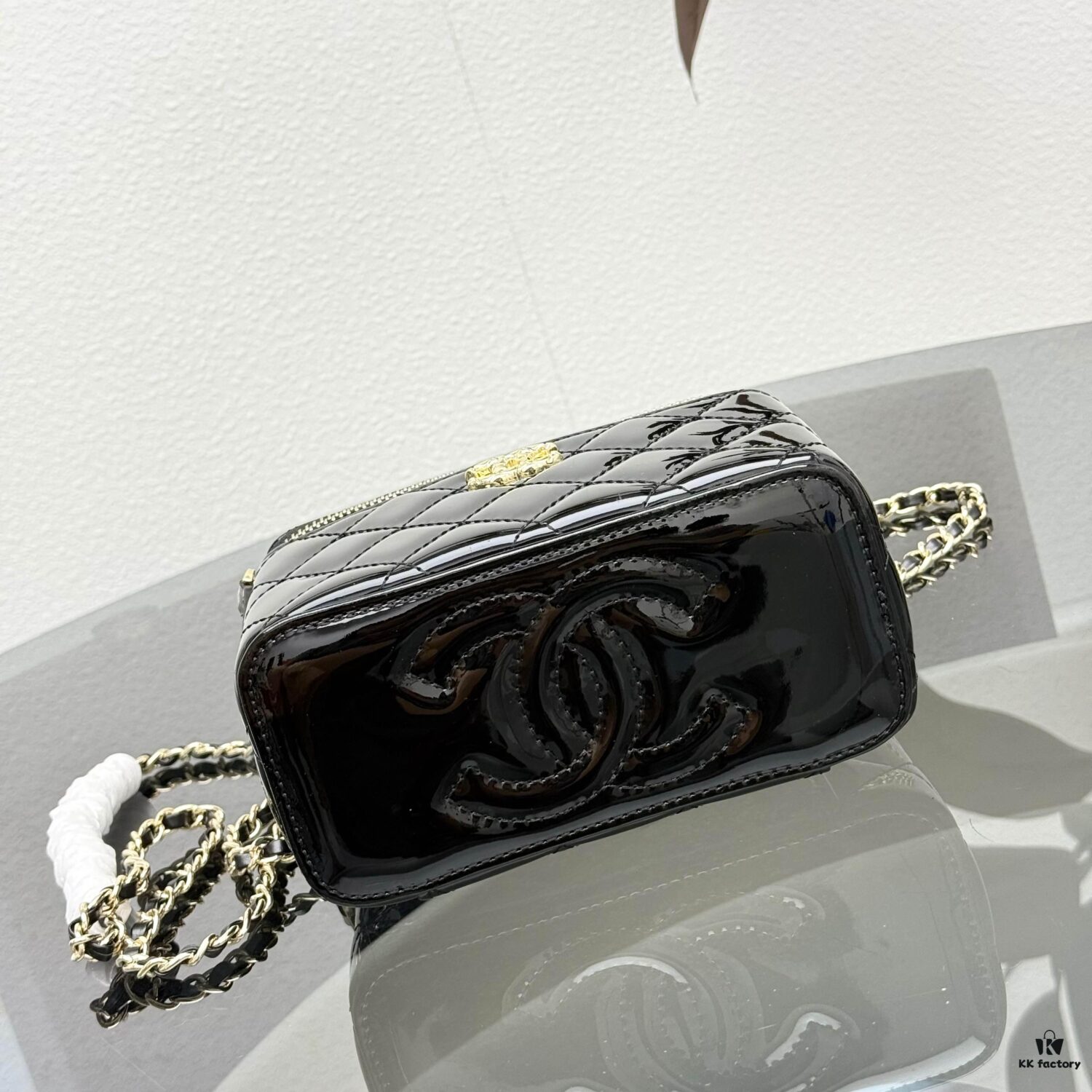 Bestselling Upgraded Chanel-Style Box Makeup Bag with Rhinestone Handle