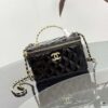 Bestselling Upgraded Chanel-Style Box Makeup Bag with Rhinestone Handle