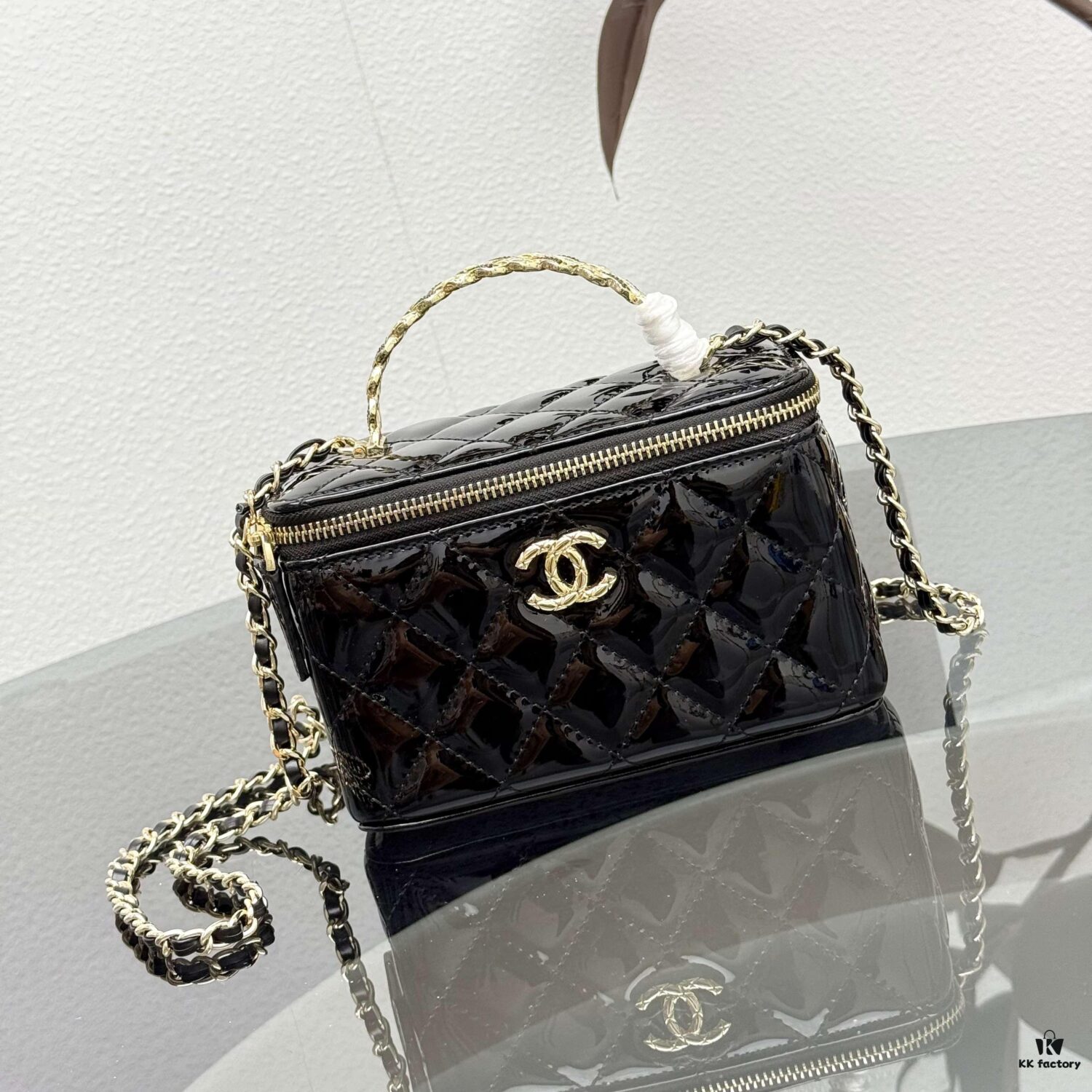 Bestselling Upgraded Chanel-Style Box Makeup Bag with Rhinestone Handle