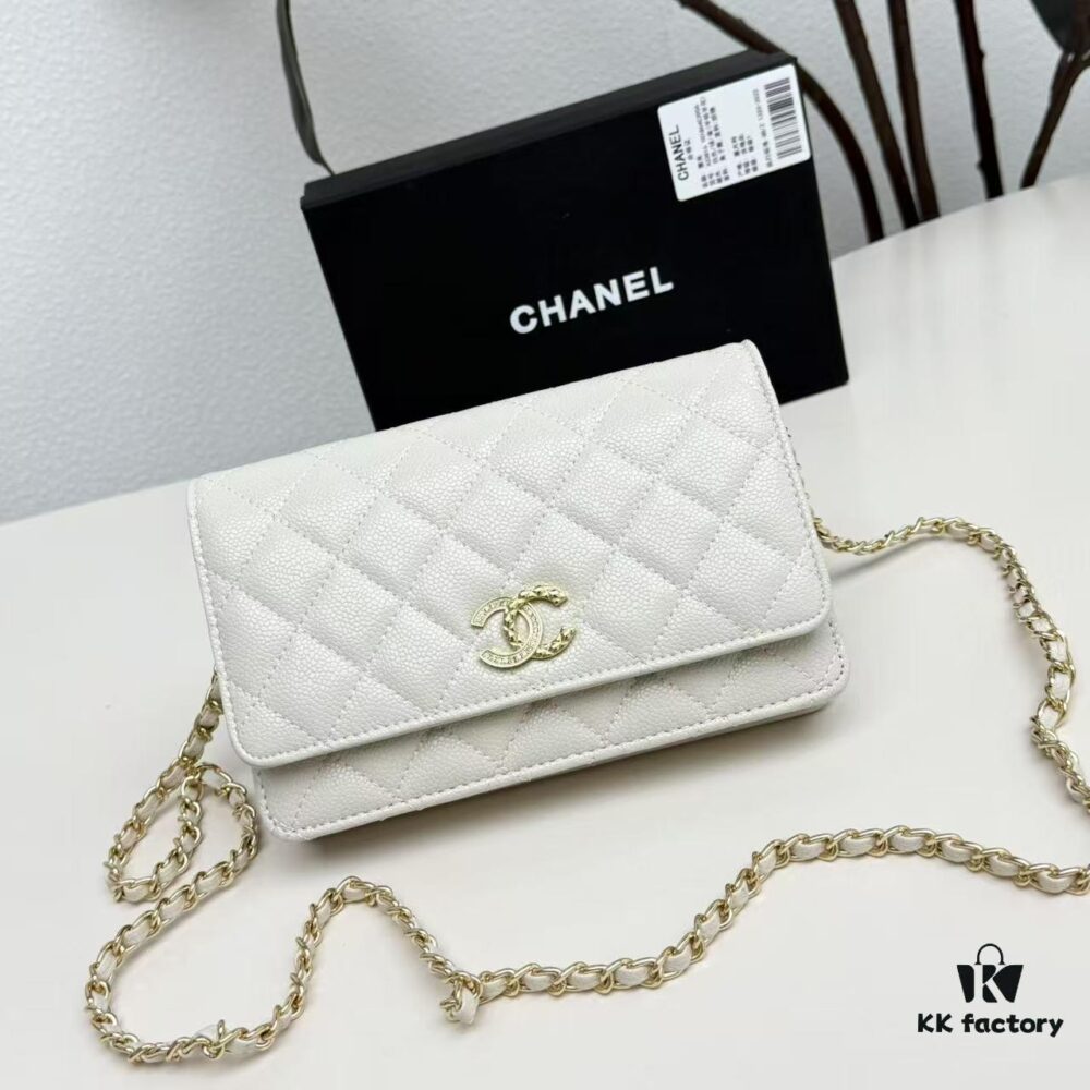 Chanel Classic WOC Bag in CF Series Caviar Leather and Smooth Lambskin - New Color, Perfect for Summer and All Seasons, 19cm