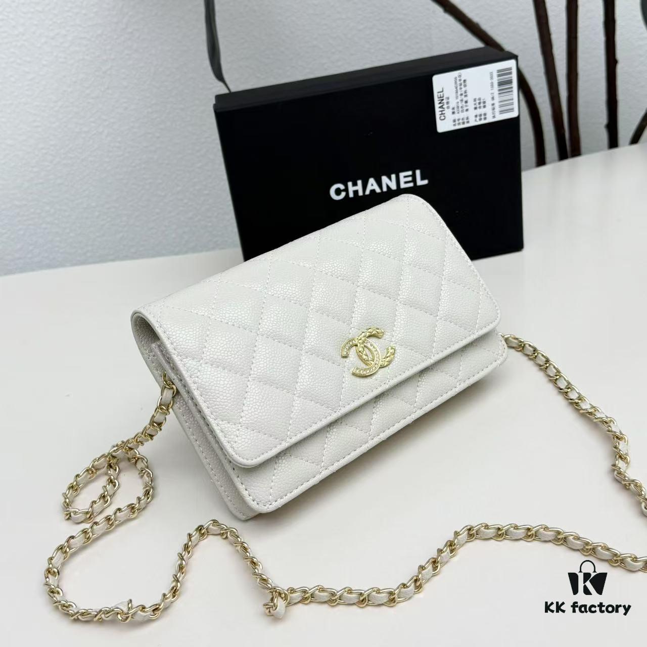 Chanel Classic WOC Bag in CF Series Caviar Leather and Smooth Lambskin - New Color, Perfect for Summer and All Seasons, 19cm