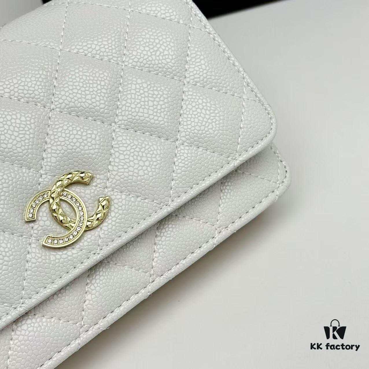 Chanel Classic WOC Bag in CF Series Caviar Leather and Smooth Lambskin - New Color, Perfect for Summer and All Seasons, 19cm