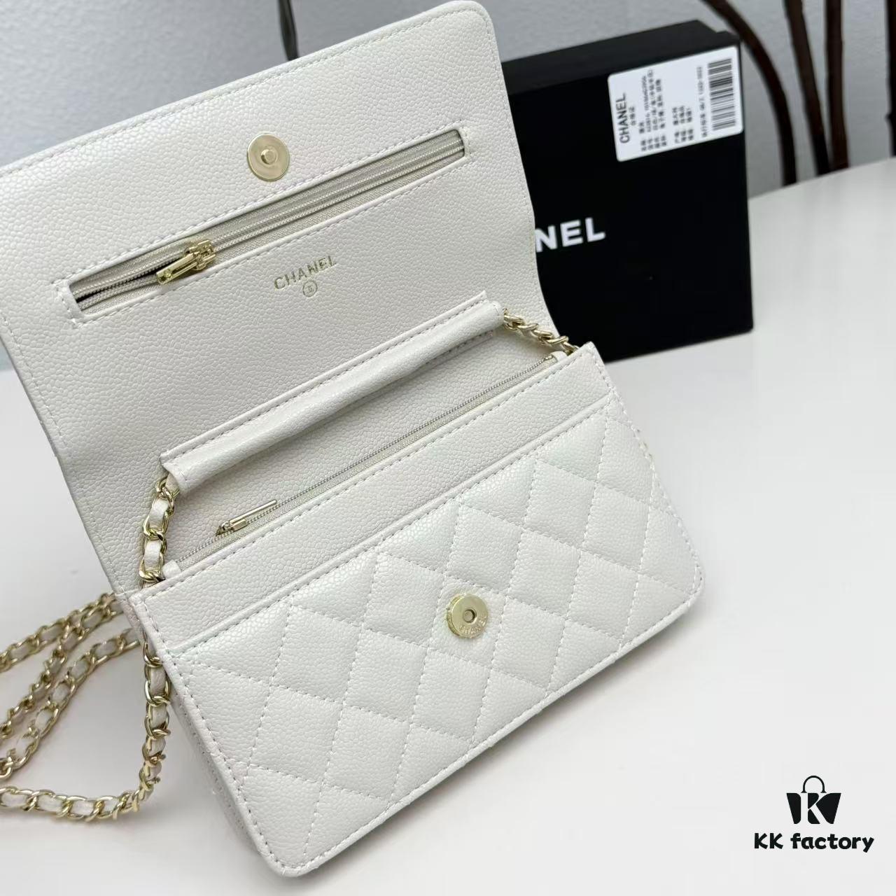 Chanel Classic WOC Bag in CF Series Caviar Leather and Smooth Lambskin - New Color, Perfect for Summer and All Seasons, 19cm