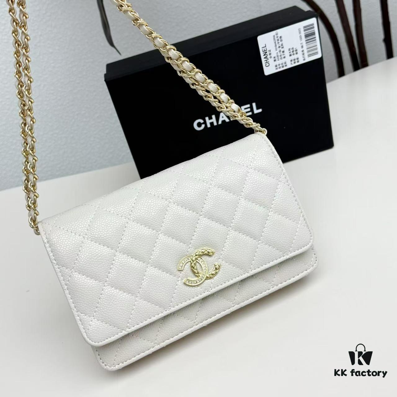 Chanel Classic WOC Bag in CF Series Caviar Leather and Smooth Lambskin - New Color, Perfect for Summer and All Seasons, 19cm