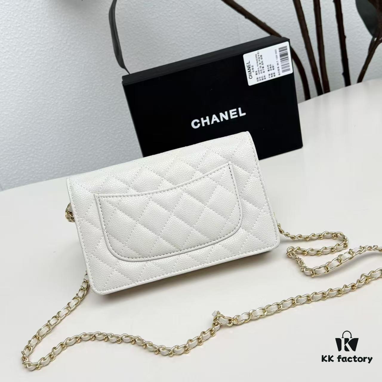 Chanel Classic WOC Bag in CF Series Caviar Leather and Smooth Lambskin - New Color, Perfect for Summer and All Seasons, 19cm