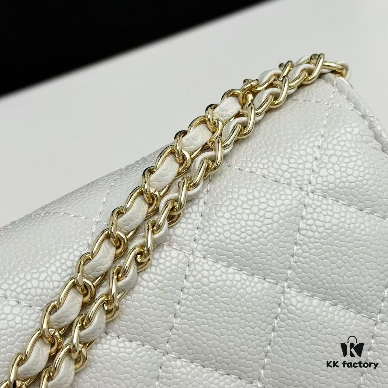 Chanel Classic WOC Bag in CF Series Caviar Leather and Smooth Lambskin - New Color, Perfect for Summer and All Seasons, 19cm