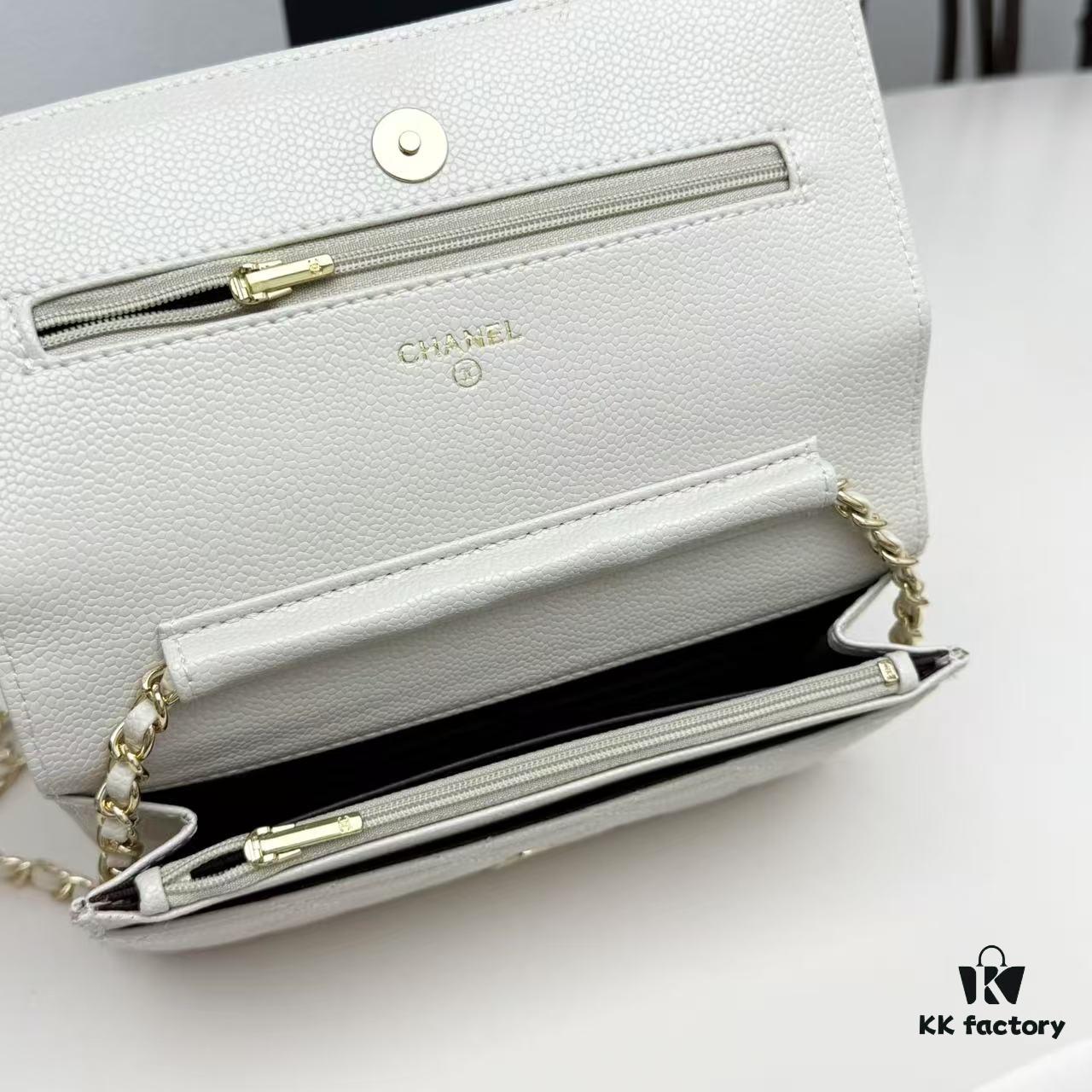 Chanel Classic WOC Bag in CF Series Caviar Leather and Smooth Lambskin - New Color, Perfect for Summer and All Seasons, 19cm