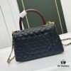 Calfskin Leather Shoulder & Top Handle Bag with Lizard Texture and Chanel-Style Hardware