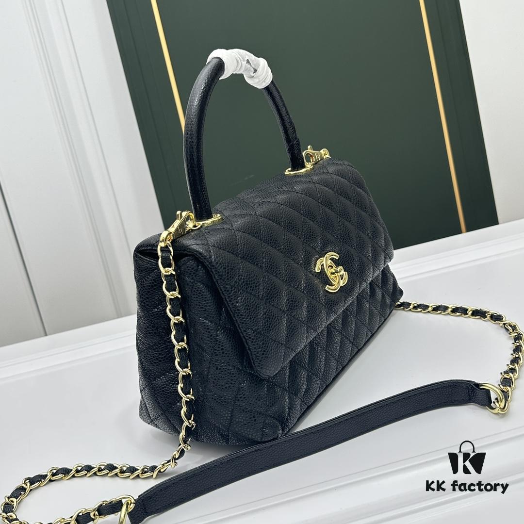 Calfskin Leather Handbag with Lizard Texture, Exclusive Hardware Design, Chanel Style, Dual Carry Tote & Shoulder Bag