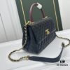 Calfskin Leather Shoulder & Top Handle Bag with Lizard Texture and Chanel-Style Hardware