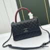 Calfskin Leather Shoulder & Top Handle Bag with Lizard Texture and Chanel-Style Hardware
