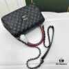 Calfskin Leather Shoulder & Top Handle Bag with Lizard Texture and Chanel-Style Hardware