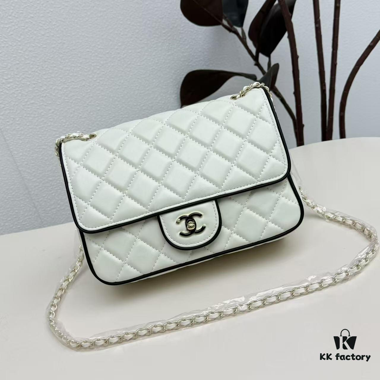 CHANEL 25P Panda Spring/Summer Collection - Luxurious Lambskin with Gold Hardware, Black and White Classic Quilted Design