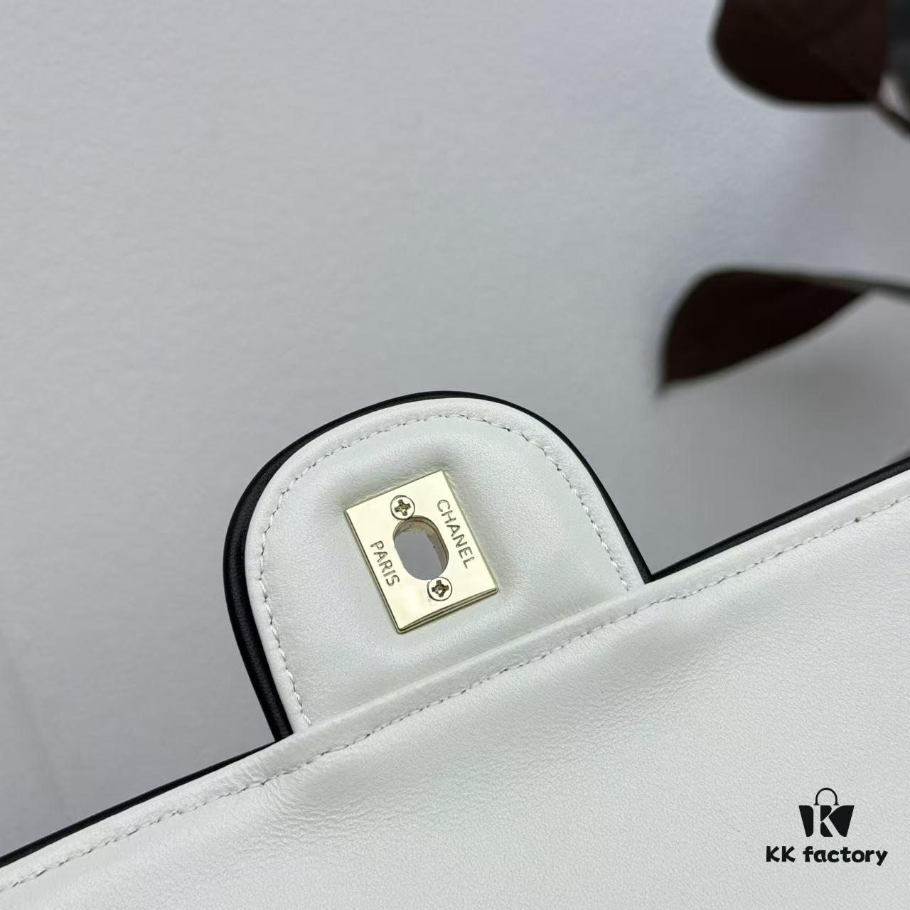 CHANEL 25P Panda Spring/Summer Collection - Luxurious Lambskin with Gold Hardware, Black and White Classic Quilted Design