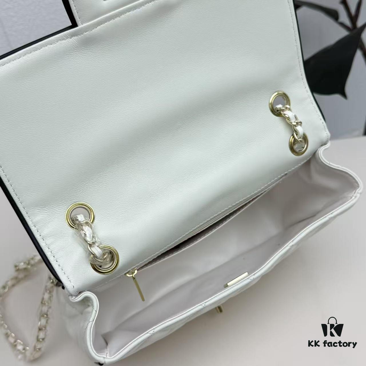 CHANEL 25P Panda Spring/Summer Collection - Luxurious Lambskin with Gold Hardware, Black and White Classic Quilted Design